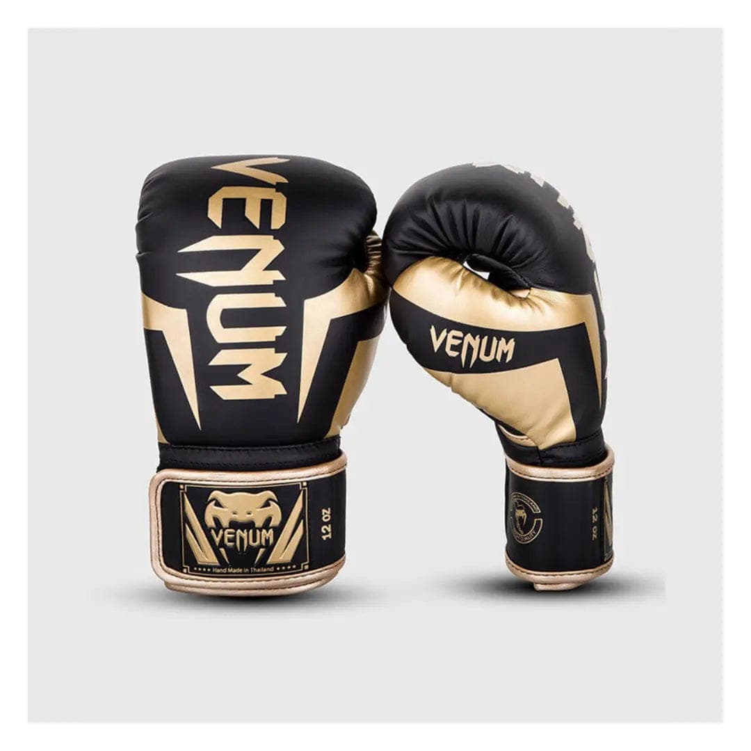 Venum Elite — gants de boxe noir et doré