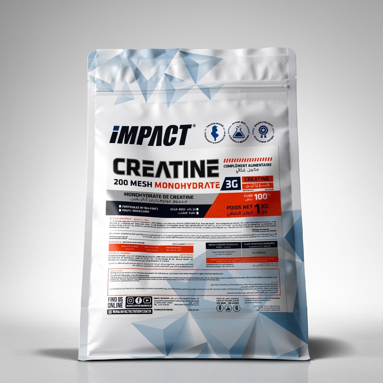 Impact Créatine Monohydrate 1 kg - 333 doses