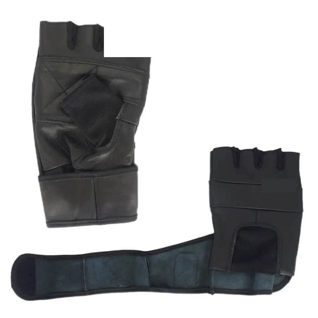 Gants de musculation en cuir avec serre-poignet intégré — photo 2